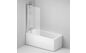 Комплект 5 в 1: акриловая ванна Am.Pm Gem с каркасом, душевой шторкой, душевой системой и смесителем