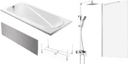 Готовое решение: акриловая ванна Weltwasser Oker, душевая система Timo, шторка Ambassador